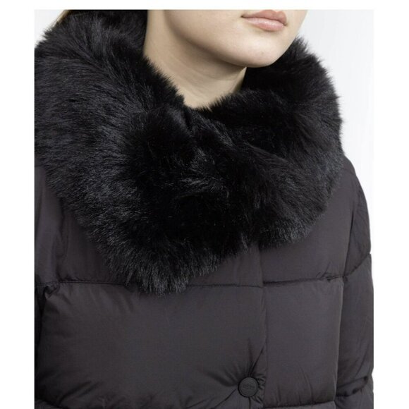 DKNY Black Down Puffer Jacket Faux Fur Winter Coat Sz XL NWT - Picture 3 of 7